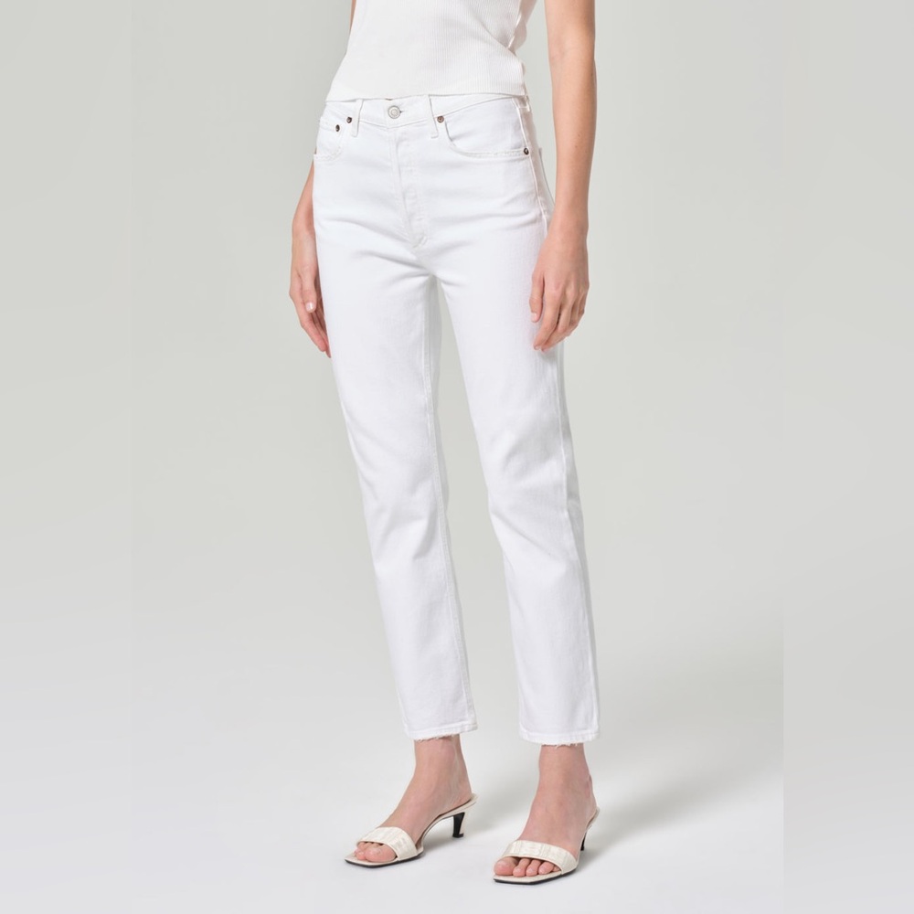 AGOLDE RILEY High Rise Straight White Crop Jean 24  Button Fly Contemporary - Picture 14 of 14